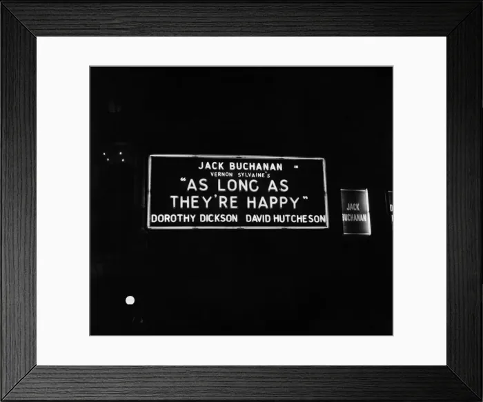 Framed Print : Names of stage shows in lights at London Theatres (night shots) Framed Print : Names of stage shows in lights at London Theatres (night shots)
