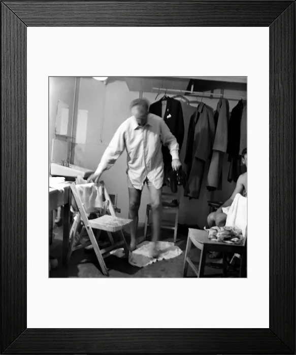 Framed Print : Tennis player Donald Budge seen here in dressing room. November 1953 D6896 Framed Print : Tennis player Donald Budge seen here in dressing room. November 1953 D6896