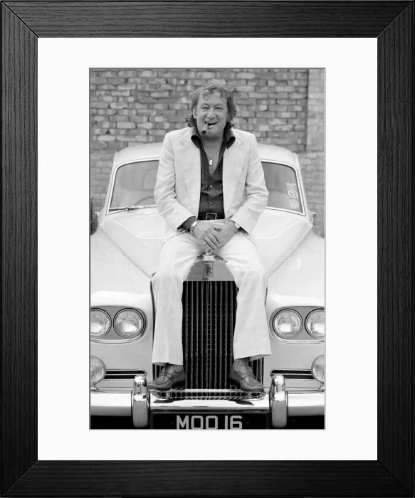 Framed Print : Johnny Speight TV Script Writer - sitting on the bonnet of his Rolls Royce A© Framed Print : Johnny Speight TV Script Writer - sitting on the bonnet of his Rolls Royce A©