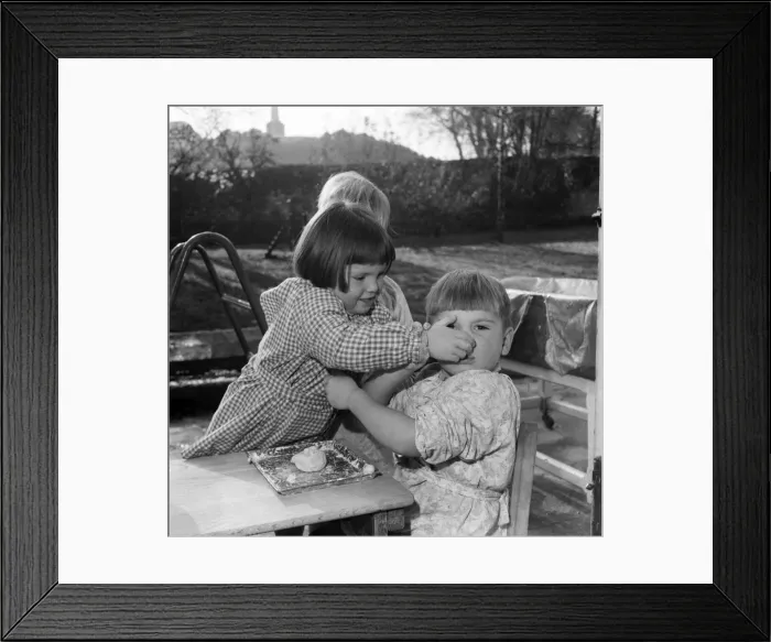 Framed Print : Childrens playing with putty. November 1953 D6729 Framed Print : Childrens playing with putty. November 1953 D6729