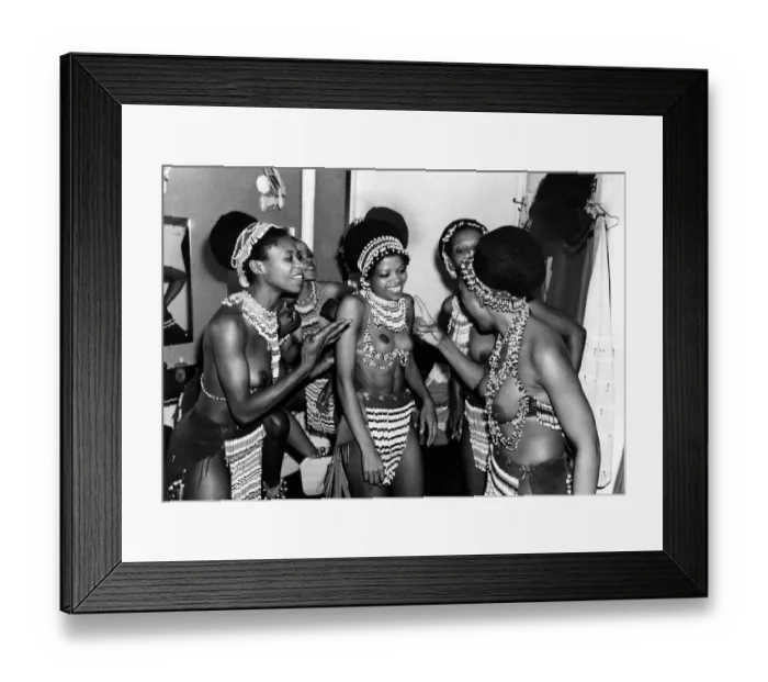 Framed Print : Entertainment: African National Dance: Topless dancers from the hit musical Kwa Zulu