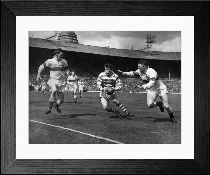 Framed Print : McGurran, of Wigan, Tries to Break Through. May 1958 P012545 Framed Print : McGurran, of Wigan, Tries to Break Through. May 1958 P012545