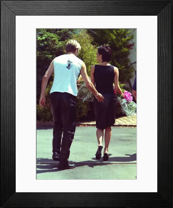 Framed Print : Victoria Adams Posh Spice David Beckham July 1999 are pictured leaving home tow Framed Print : Victoria Adams Posh Spice David Beckham July 1999 are pictured leaving home tow