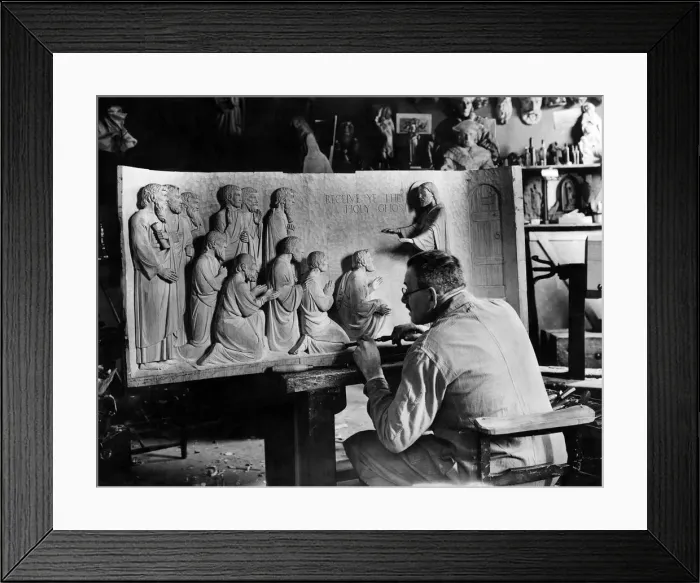Framed Print : Wood Carving. Family wood carvers of saints and angels. Mr. A Framed Print : Wood Carving. Family wood carvers of saints and angels. Mr. A