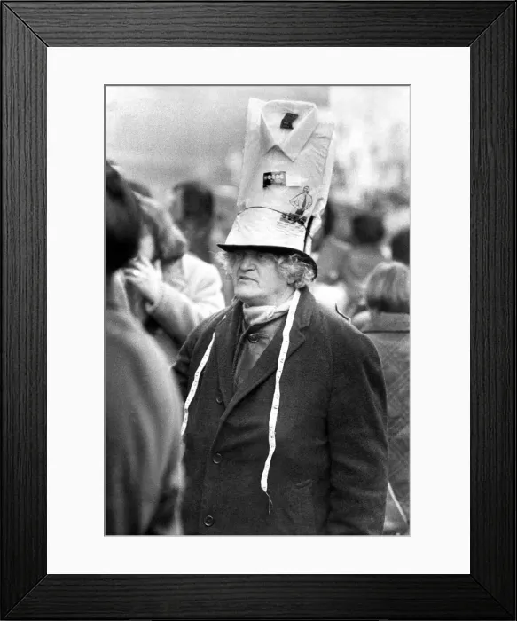 Framed Print : A living Shirt Advertisement. The shirts have gone to his head