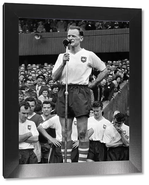 The farewell he thought was final. Tom Finney of Preston North End makes a speech