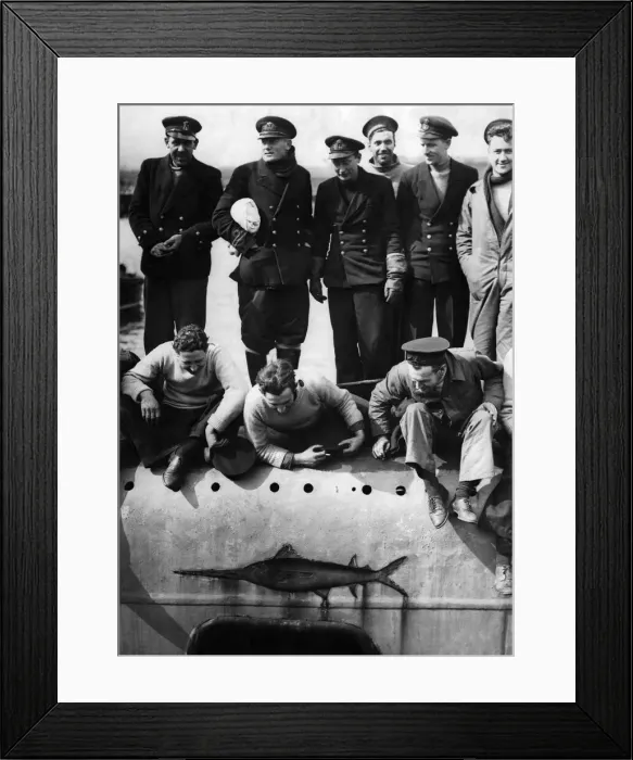 Framed Print : The Commander with Lieutenant Pirie and the crew standing on the deck of the submarine Framed Print : The Commander with Lieutenant Pirie and the crew standing on the deck of the submarine