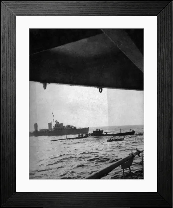 Framed Print : An Italian submarine after being brought to the surface to surrender Framed Print : An Italian submarine after being brought to the surface to surrender