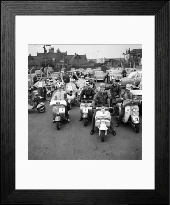 Framed Print : D. M. Scooter Realists: Southern competitors in the Daily Mirror Scooter Rally at Sywell Framed Print : D. M. Scooter Realists: Southern competitors in the Daily Mirror Scooter Rally at Sywell
