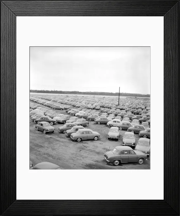 Framed Print : Car Park: Renault Cars: Pictures show some of the 3 to 4 thousand Renault Cars Framed Print : Car Park: Renault Cars: Pictures show some of the 3 to 4 thousand Renault Cars