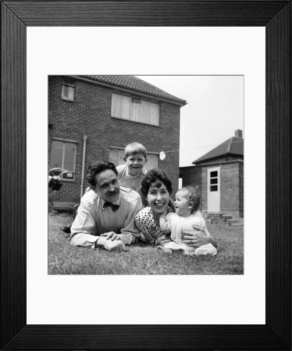 Framed Print : The happy Daily Mirror family: The Frys have lived in their own home at Woodlands Framed Print : The happy Daily Mirror family: The Frys have lived in their own home at Woodlands