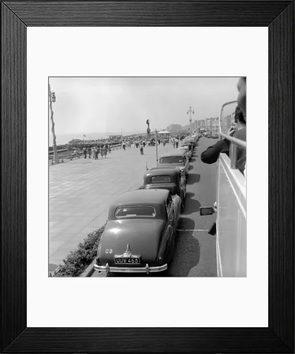 Framed Print : Traffic  /  Parked cars, street scene. June 1960 M4336-002