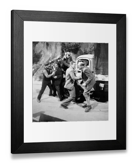 Framed Print : Filming Trouble in the Glen'at the Elstree Studio. December 1953 D7403-005 Framed Print : Filming Trouble in the Glen'at the Elstree Studio. December 1953 D7403-005