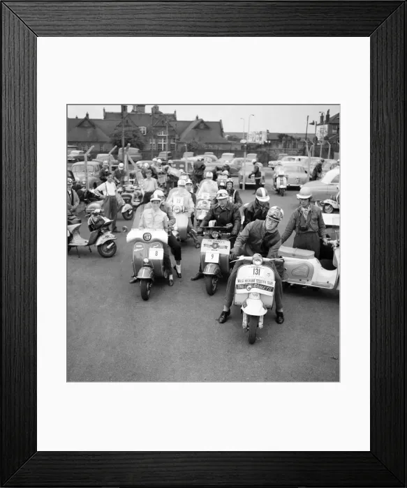 Framed Print : D. M. Scooter Realists: Southern competitors in the Daily Mirror Scooter Rally at Sywell Framed Print : D. M. Scooter Realists: Southern competitors in the Daily Mirror Scooter Rally at Sywell