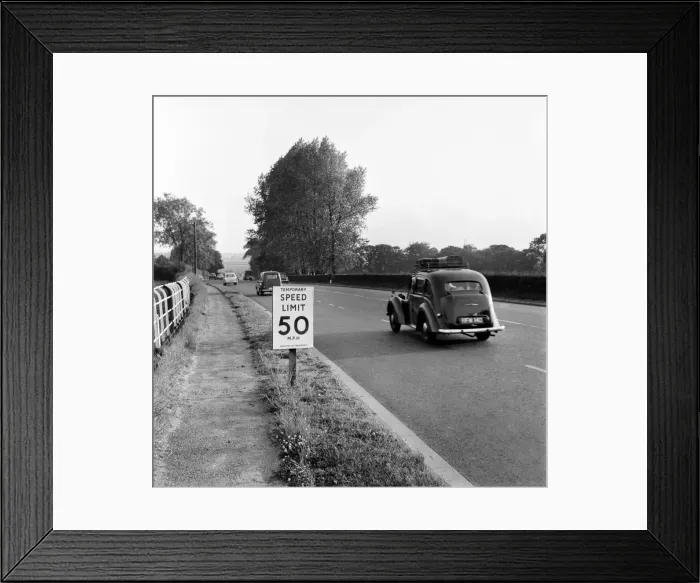 Framed Print : 50 MPH Signs. June 1960 M4292