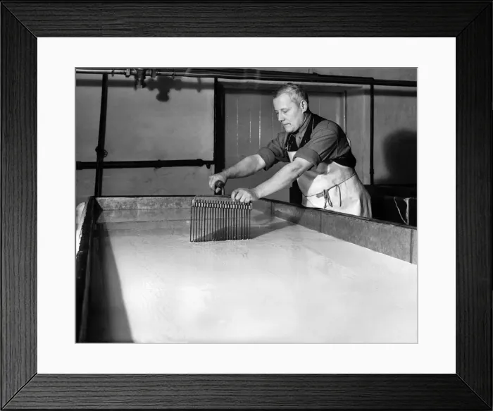 Framed Print : Stilton cheese feature. Reg Shilton, aged 40, of Biggin Framed Print : Stilton cheese feature. Reg Shilton, aged 40, of Biggin