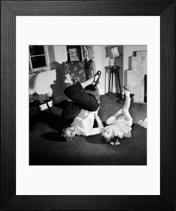 Framed Print : Woman and girl exercising Muriel Cordett and daughter Caroline (5 Framed Print : Woman and girl exercising Muriel Cordett and daughter Caroline (5