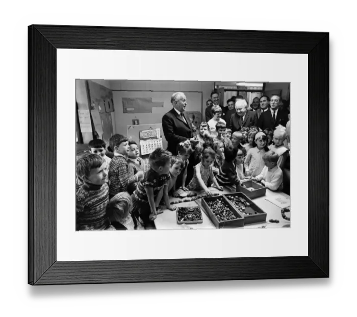 Framed Print : Mr. Wilson with some of the children of the school. June 1969 P012498