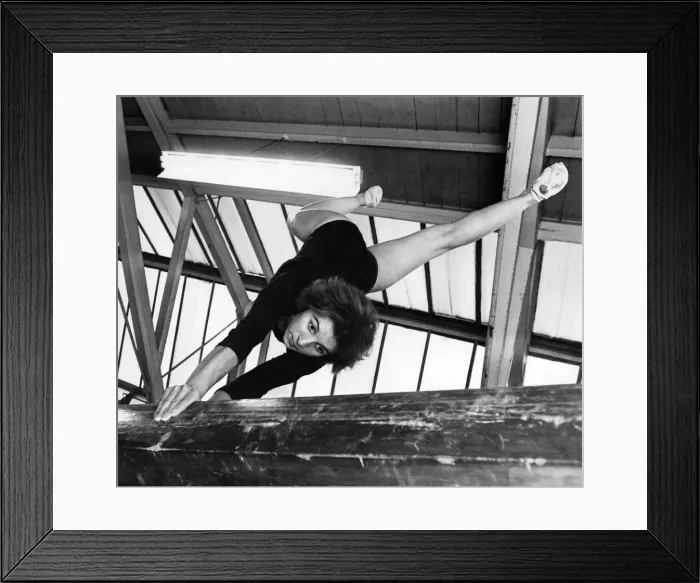 Framed Print : Margaret Bell does the stag stand on the beam. September 1968 P011461 Framed Print : Margaret Bell does the stag stand on the beam. September 1968 P011461