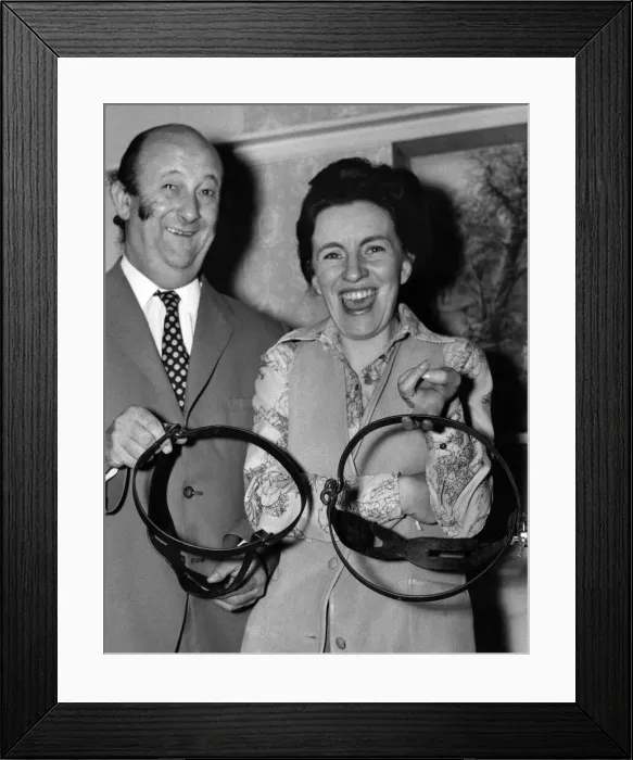 Framed Print : Anne and Robin Hugesson having a good look over the two Chastity belts Framed Print : Anne and Robin Hugesson having a good look over the two Chastity belts