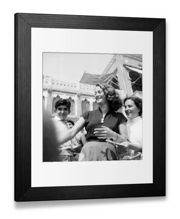 Framed Print : Venice Film Festival 1953. Italian film actress Jaqueline Collard being mobbed by Framed Print : Venice Film Festival 1953. Italian film actress Jaqueline Collard being mobbed by