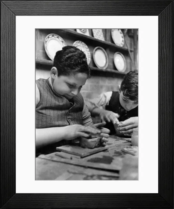 Framed Print : Boys make pots for the house. June 1936 P012107 Framed Print : Boys make pots for the house. June 1936 P012107