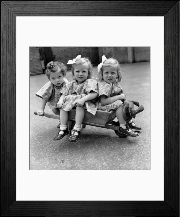 Framed Print : Children: Triplets Mary, Jeanne, and Jazues Jones went to school today for the first time Framed Print : Children: Triplets Mary, Jeanne, and Jazues Jones went to school today for the first time