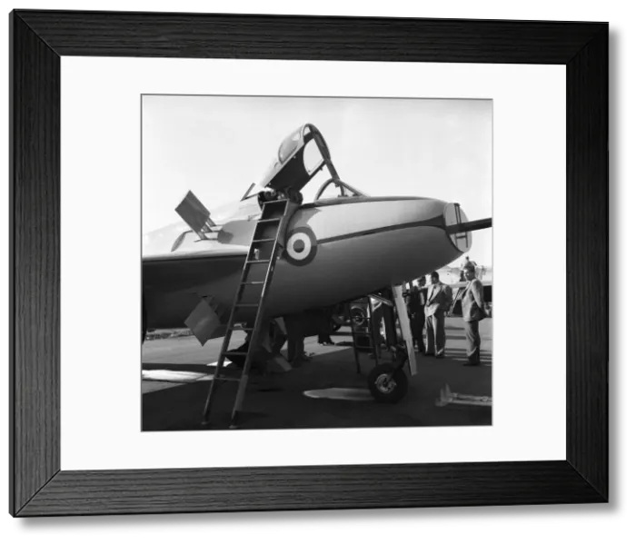Framed Print : Farnborough Airshow 1953. The shorts SB5 research plane seen here parked on the apron Framed Print : Farnborough Airshow 1953. The shorts SB5 research plane seen here parked on the apron