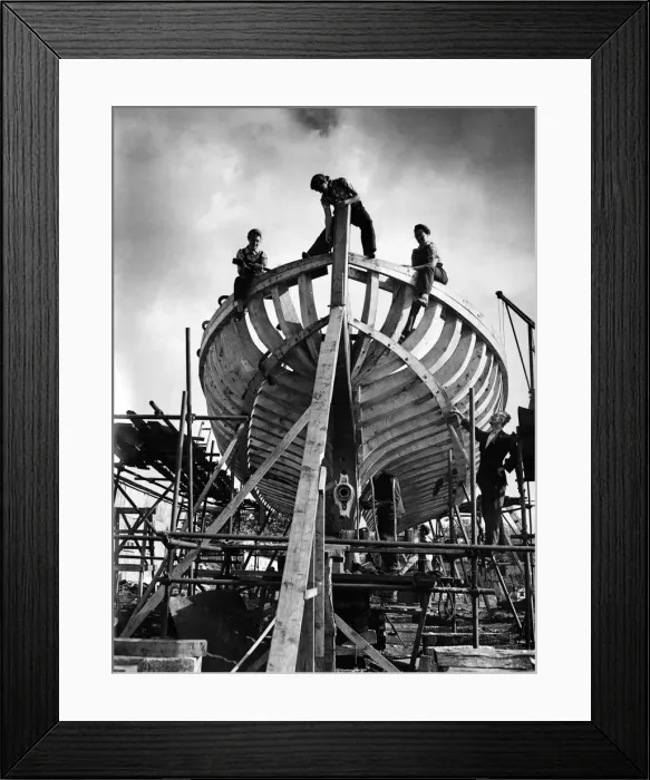 Framed Print : World War II: Ship Building. Women working on the stern of the seventh vessel to be built