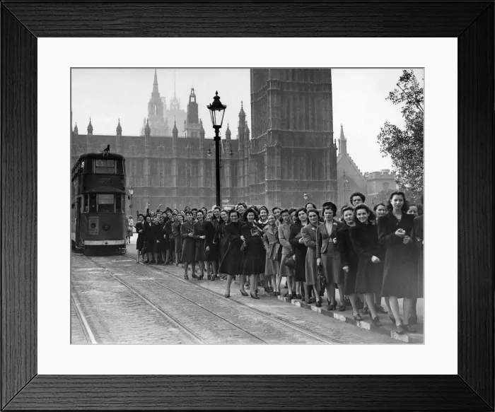 Framed Print : Girls strike outisde the Houses of Parliament in London today Framed Print : Girls strike outisde the Houses of Parliament in London today