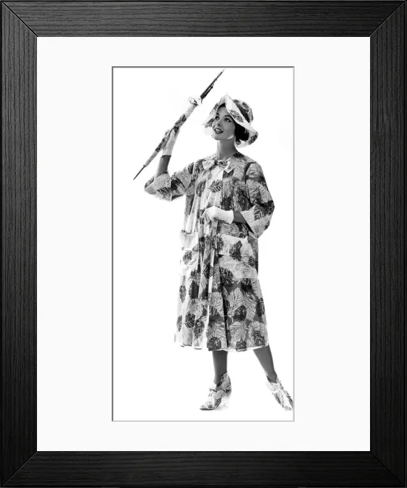 Framed Print : Reveille Fashions. Matching coat boots and umbrellla September 1958 P011137 Framed Print : Reveille Fashions. Matching coat boots and umbrellla September 1958 P011137
