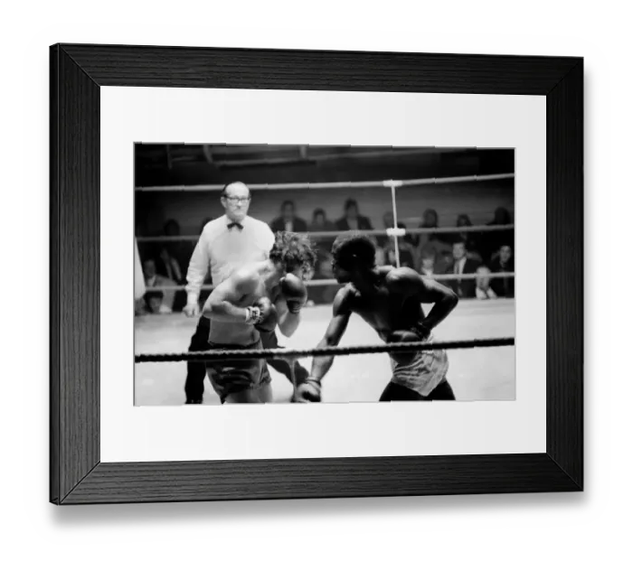 Framed Print : Boxing at Lime Grove Baths in Shepherds Bush, London Vic Andretti in action to Framed Print : Boxing at Lime Grove Baths in Shepherds Bush, London Vic Andretti in action to