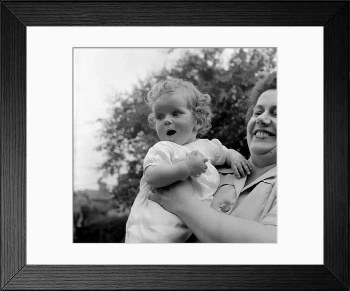 Framed Print : Gillian Rhodes of Stratford, Lancashire is just 12 months old
