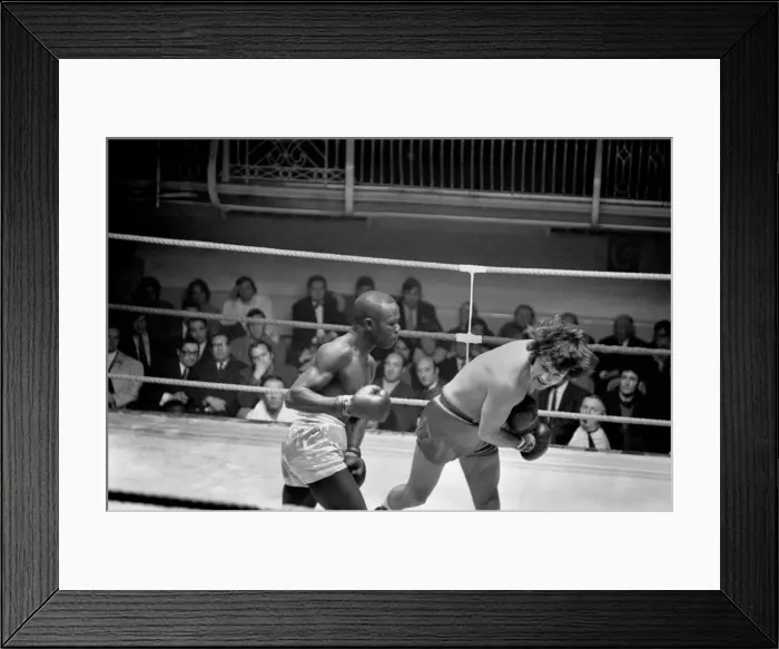 Framed Print : Boxing at Lime Grove Baths in Shepherds Bush, London Vic Andretti in action to Framed Print : Boxing at Lime Grove Baths in Shepherds Bush, London Vic Andretti in action to