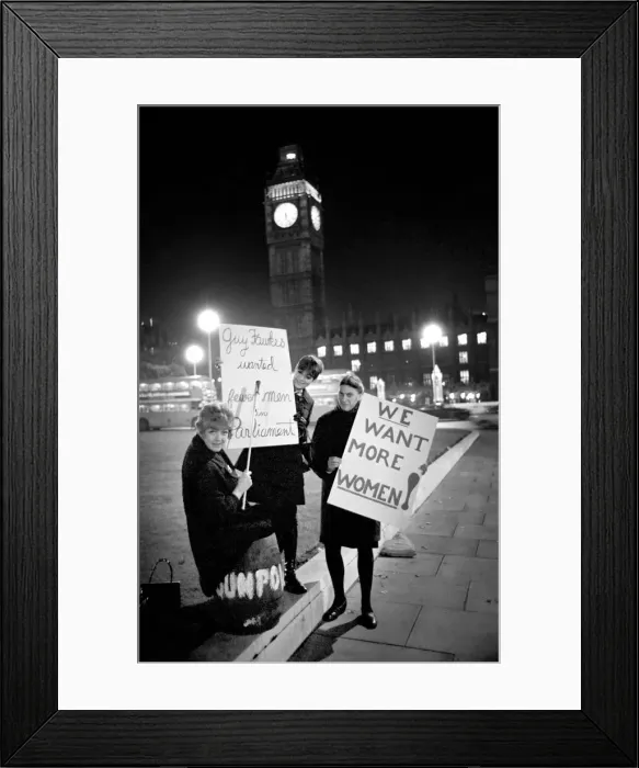 Framed Print : Actress Diane Heart and members of her pressure group for women in Parliament staged a Framed Print : Actress Diane Heart and members of her pressure group for women in Parliament staged a