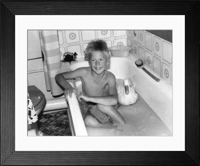 Framed Print : Adam Armstong and Daffy the duck. October 1989 P011902 Framed Print : Adam Armstong and Daffy the duck. October 1989 P011902