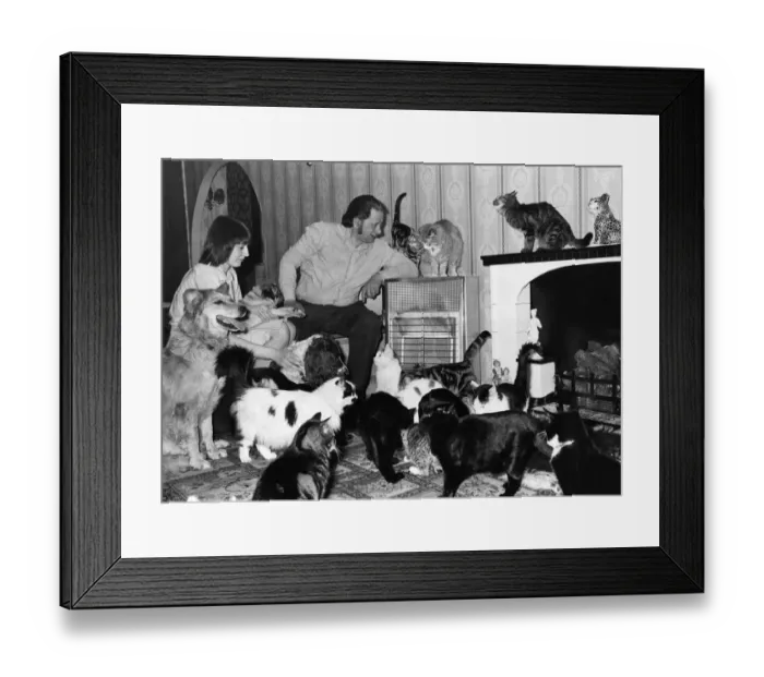 Framed Print : Animal lovers John and Rita Jennings of Demby Dale, Yorkshire Framed Print : Animal lovers John and Rita Jennings of Demby Dale, Yorkshire
