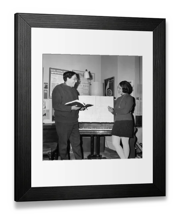 Framed Print : Pictures of composer, Wilfred Josephs and his wife, taken in his study Framed Print : Pictures of composer, Wilfred Josephs and his wife, taken in his study