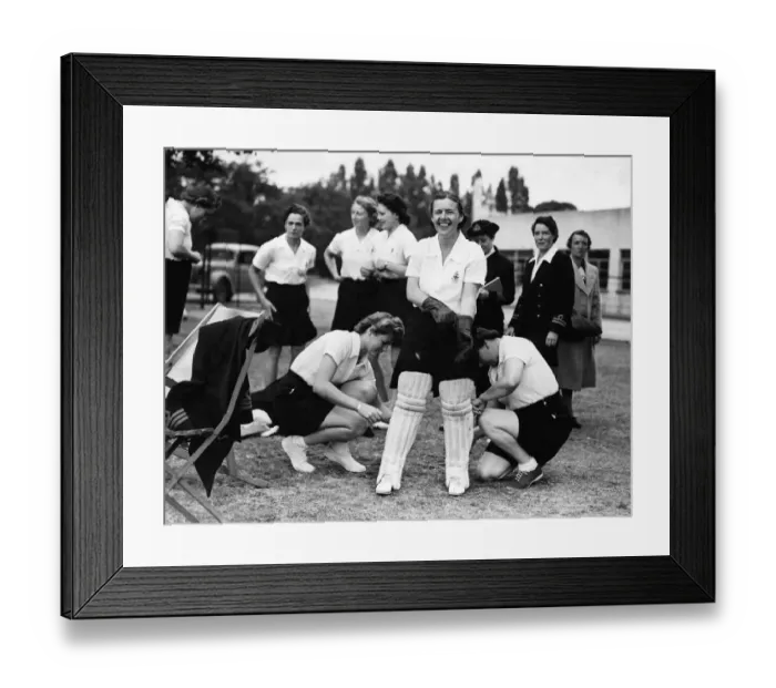 Framed Print : Women fg the ATS and WRENS at cricket at Sudbery Hill. The luck of the navy deserted Framed Print : Women fg the ATS and WRENS at cricket at Sudbery Hill. The luck of the navy deserted