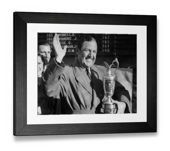 Framed Print : Open Golf Championship Lytham St. Annes. Bobby Locke pictured with the cup after winning Framed Print : Open Golf Championship Lytham St. Annes. Bobby Locke pictured with the cup after winning
