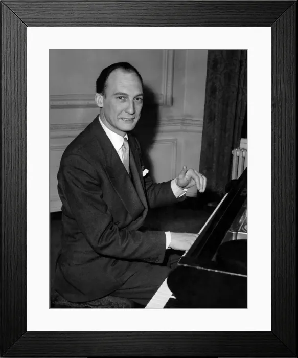 Framed Print : Alberto Semprini in Manchester. He is to give a piano recital at the Free Trade Hall