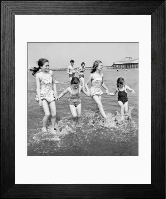 Framed Print : Bank Holiday at Blackpool. Beach scenes / crowds / sunbathing Framed Print : Bank Holiday at Blackpool. Beach scenes / crowds / sunbathing