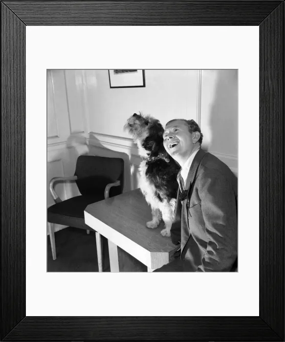 Framed Print : Singing Dog and Noel Whitcomb. October 1953 D6238 Framed Print : Singing Dog and Noel Whitcomb. October 1953 D6238