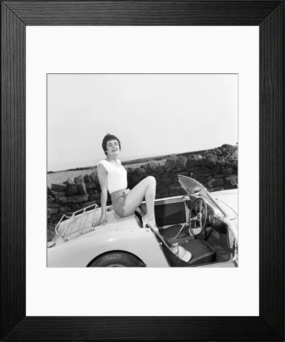 Framed Print : Viki Lincoln, British female racing driver. Glamour / 60s fashion. June 1960 M4373-008 Framed Print : Viki Lincoln, British female racing driver. Glamour / 60s fashion. June 1960 M4373-008