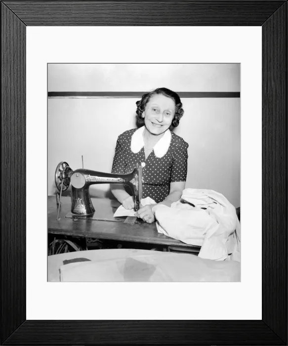 Framed Print : Woman with sewing machine. September 1953 D5640 Framed Print : Woman with sewing machine. September 1953 D5640