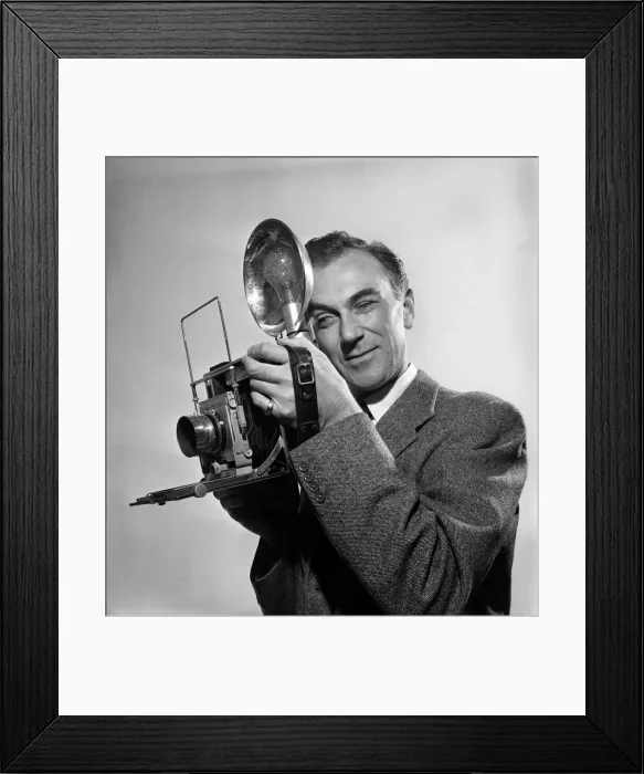 Framed Print : Press Photographers pose with their camera s. October 1953 D6382-002 Framed Print : Press Photographers pose with their camera s. October 1953 D6382-002