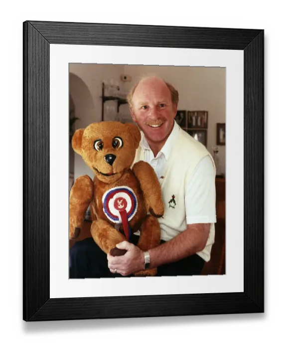 Framed Print : Roger De Courcey with Nookie Bear December 1989 Framed Print : Roger De Courcey with Nookie Bear December 1989