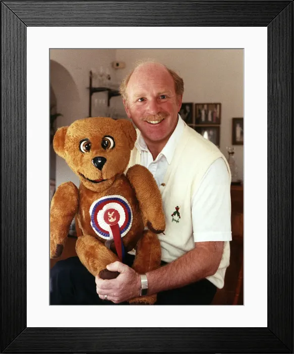 Framed Print : Roger De Courcey with Nookie Bear December 1989 Framed Print : Roger De Courcey with Nookie Bear December 1989