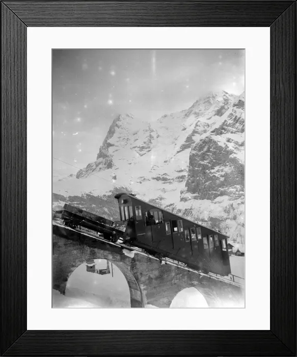 Framed Print : Funicular railway in operation at Murren, Switzerland 1923 Framed Print : Funicular railway in operation at Murren, Switzerland 1923