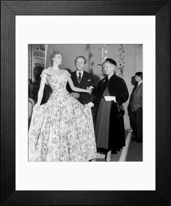 Framed Print : Clothing exhibition of fashion in Cotton 1953. Ann Todd and Micheal Sherard Framed Print : Clothing exhibition of fashion in Cotton 1953. Ann Todd and Micheal Sherard